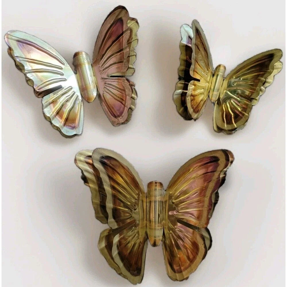Vintage Home Interiors Brass Butterflies Wall Hangings Decor BOHO 1970-80's